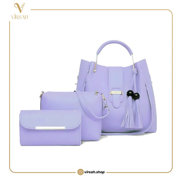 Luxury Lavender Handbag Set for Women | 3-Piece Premium Tote