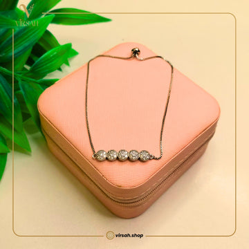 Elegant Five-Crystal Disc Silver-Plated Necklace | Artificial Jewelry for Women