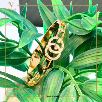 Premium Gold-Finish Double-G Artificial Designer Bangle Bracelet