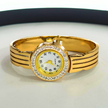 Women’s Gold Bracelet Watch – Crystal Round Dial