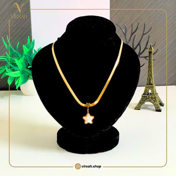 Virsah Gold Star Pendant Necklace | Elegant Golden Chain with Pearl Star Charm for Women