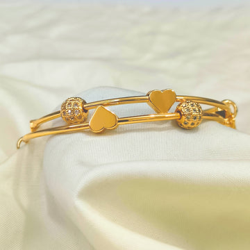 Triple Heart Gold-Plated Bracelet | Artificial Jewelry for Women