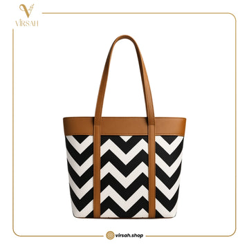 Luxury Chevron Pattern Women’s Tote Bag | Premium Structured Handbag