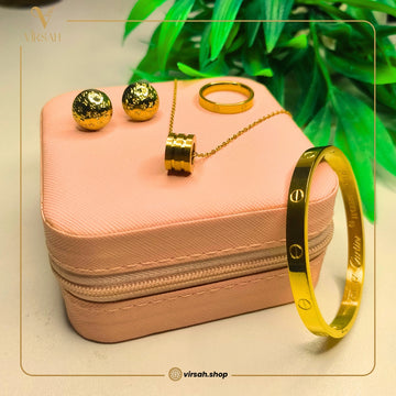 Gold-Plated Screw-Design Jewelry Set | Artificial Jewelry for Women