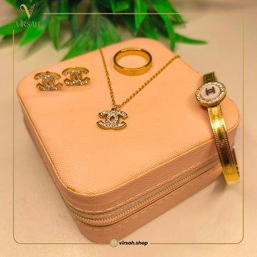 Crystal Double-C Logo Gold-Plated Jewelry Set | Artificial Jewelry for Women