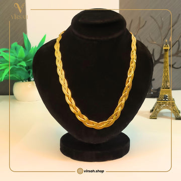 Elegant Braided Gold Statement Necklace