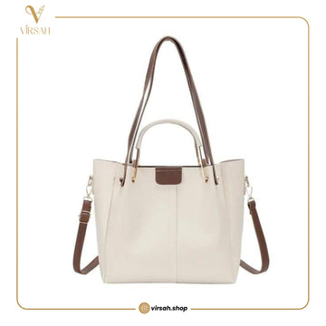Elegant Two-Tone Women’s Tote Handbag with Shoulder Strap