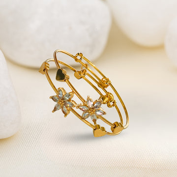 Crystal Flower Gold-Plated Bracelet | Artificial Jewelry for Women