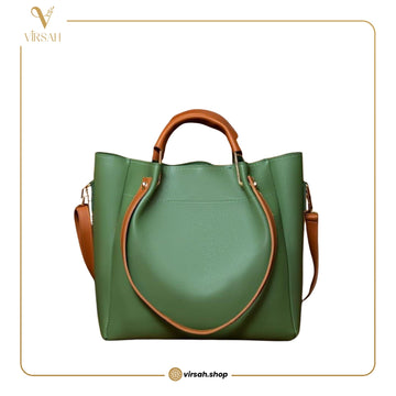 Elegant Olive Green Structured Handbag for Women | Top Handle & Shoulder Bag
