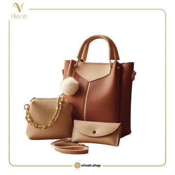 Luxury 3-Piece Women’s Handbag Set | Structured Tote, Mini Shoulder Bag