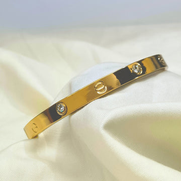 Virsah Gold-Plated Crystal Screw Bracelet | Premium Artificial Jewelry Bangle for Women