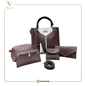 Luxury Brown Handbag Set for Women | 4-Piece Premium Tote