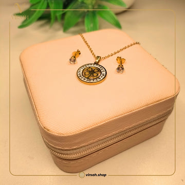 Virsah Gold Crystal Pendant Necklace & Earrings Set
