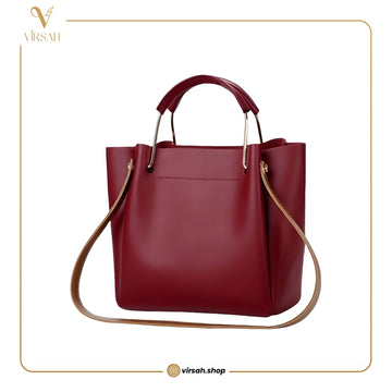 Luxury Maroon Tote Handbag for Women | Elegant Shoulder & Crossbody Bag