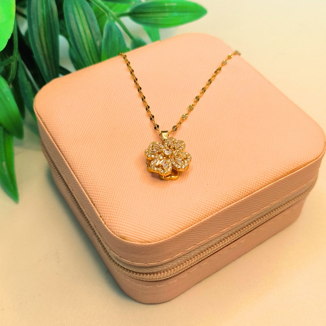 Virsah Gold-Plated Floral Pendant Necklace | Elegant Artificial Jewelry for Women