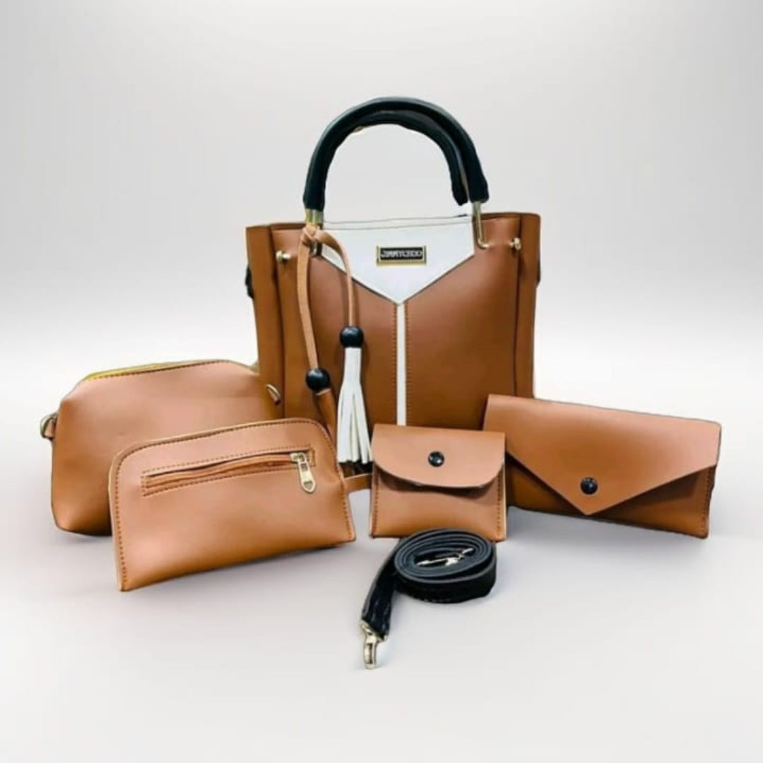 Luxury Brown Handbag Set for Women | 4-Piece Premium Tote