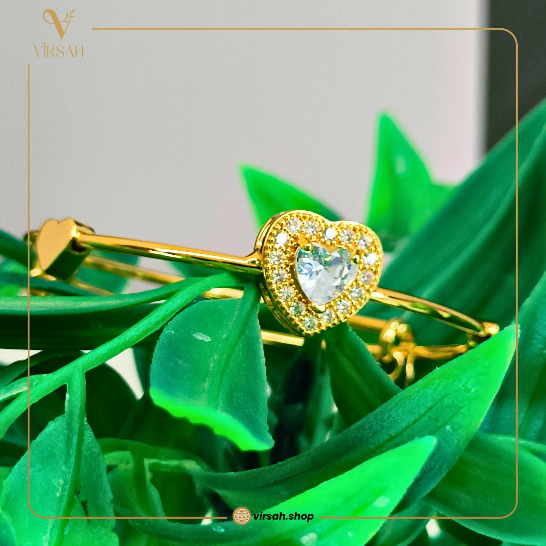 Heart Zircon Gold-Plated Bracelet – Premium Artificial Jewelry for Women