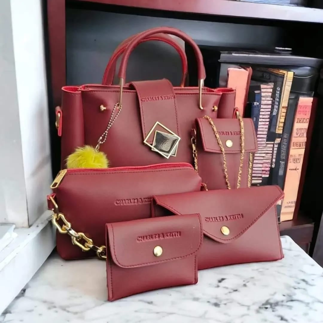 Luxury Black Handbag Set for Women | 5-Piece Designer Tote