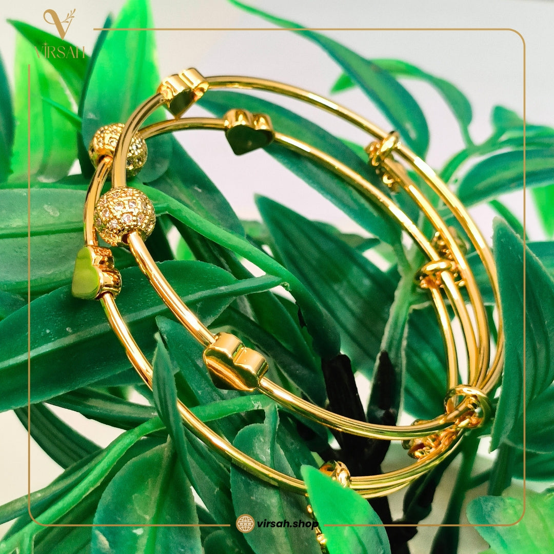 Triple Heart Gold-Plated Bracelet | Artificial Jewelry for Women