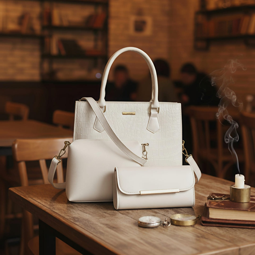 Elegant Textured Handbag Set – 3-Piece Premium Collection