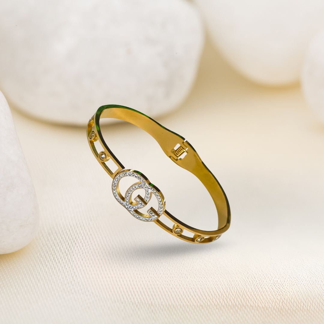Premium Gold-Finish Double-G Artificial Designer Bangle Bracelet