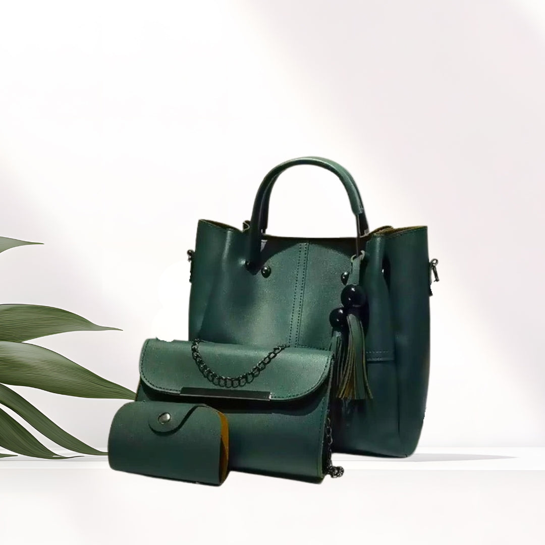 Luxury Navy Blue Handbag Set | 3-Piece Premium Tote, Clutch