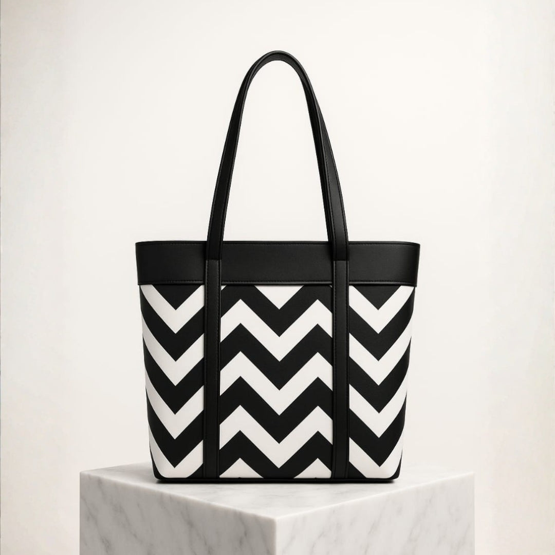 Luxury Chevron Pattern Women’s Tote Bag | Premium Structured Handbag