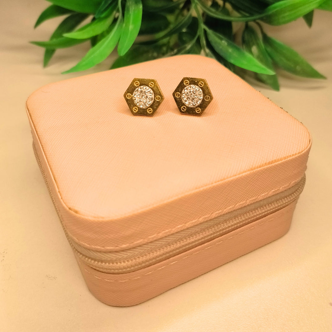 Crystal Hexagon Gold-Plated Jewelry Set | Artificial Jewelry for Women