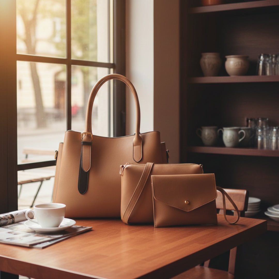Luxury 3-Piece Women’s Handbag Set | Tote Bag, Crossbody & Wallet Combo