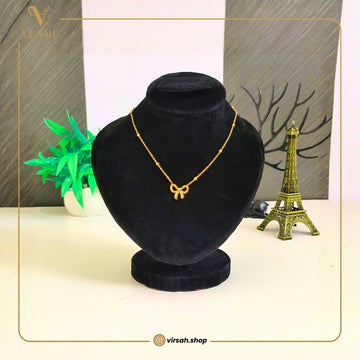Virsah Gold Bow Pendant Necklace | Elegant Artificial Chain for Women