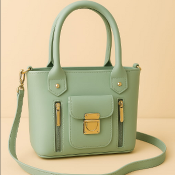 Elegant Mint Green Handbag with Gold Detailing – Stylish & Functional