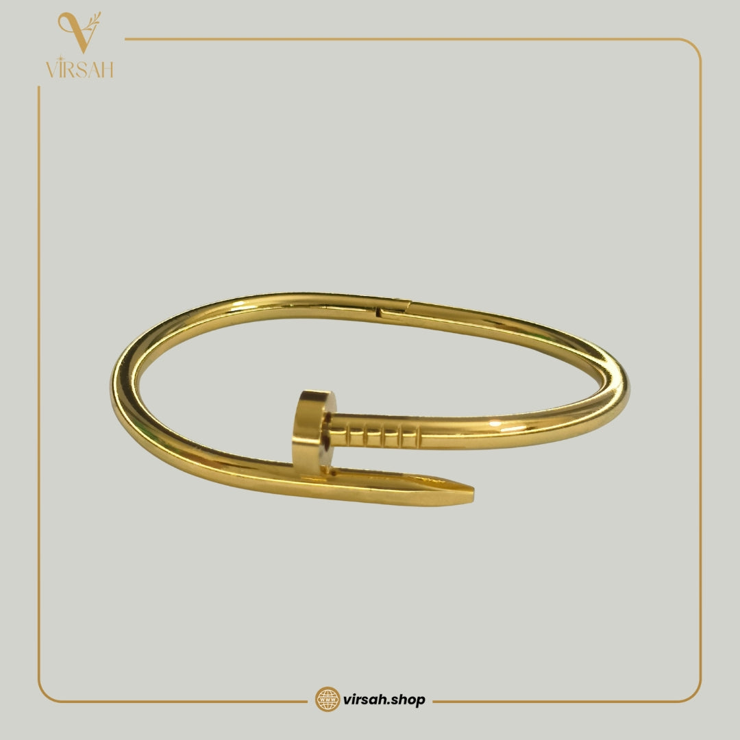 Virsah Nail-Inspired Gold-Tone Bracelet – Minimal Modern Artificial Jewelry for Women