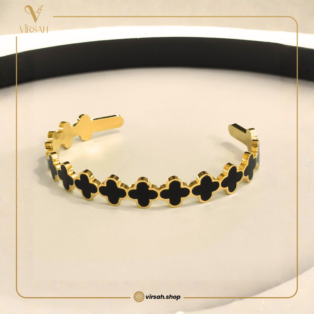 Virsah Gold Cuff Bracelet with Black Stylish Design – Artificial Jewelry for Women