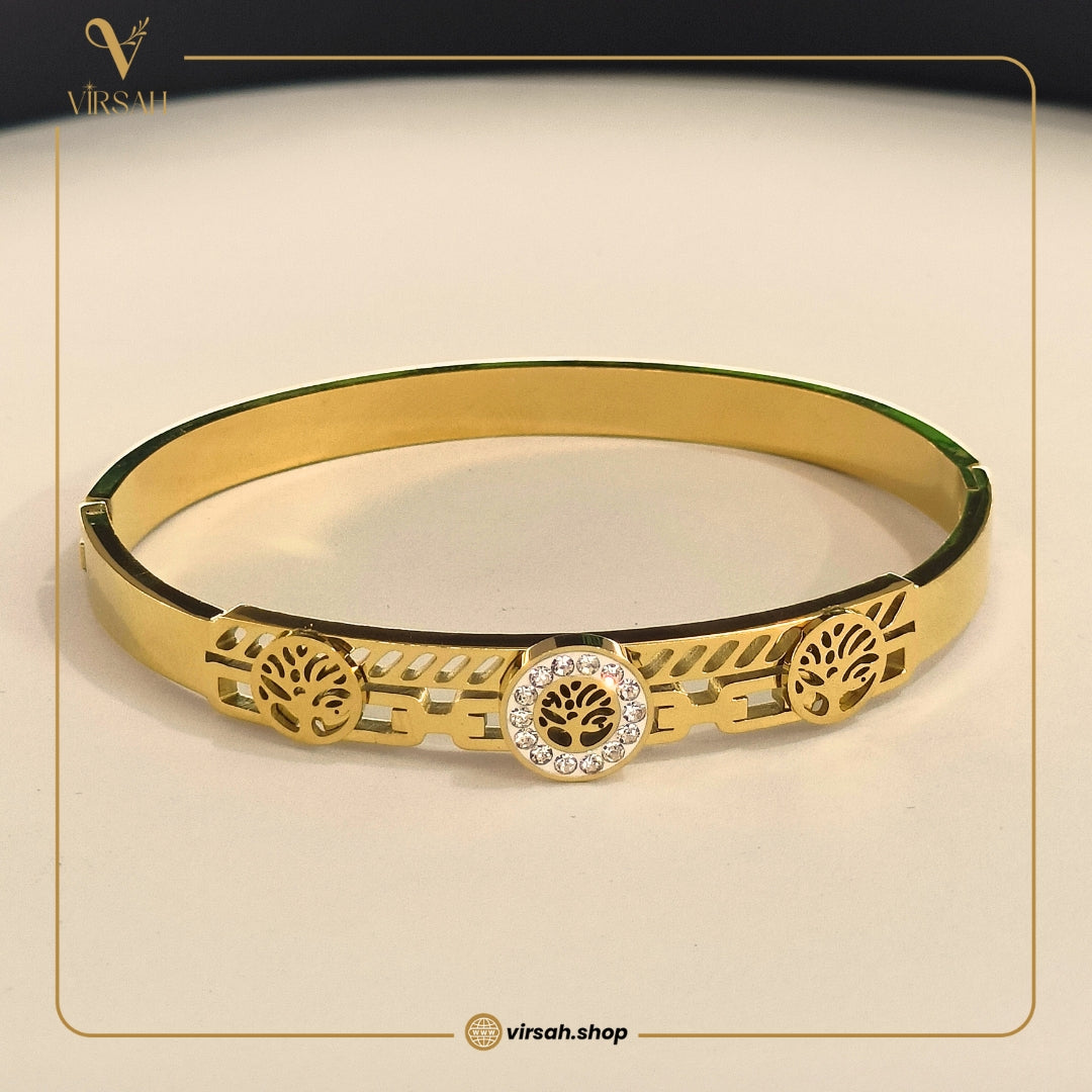 Virsah Tree of Life Gold-Tone Bracelet – Elegant Artificial Jewelry with Crystal Accents
