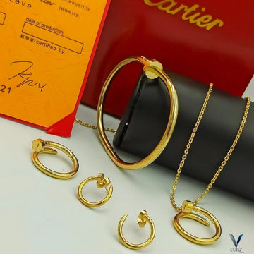 Golden Brass Jewelry with Round Nail-Inspired Design – Modern Minimalist Style