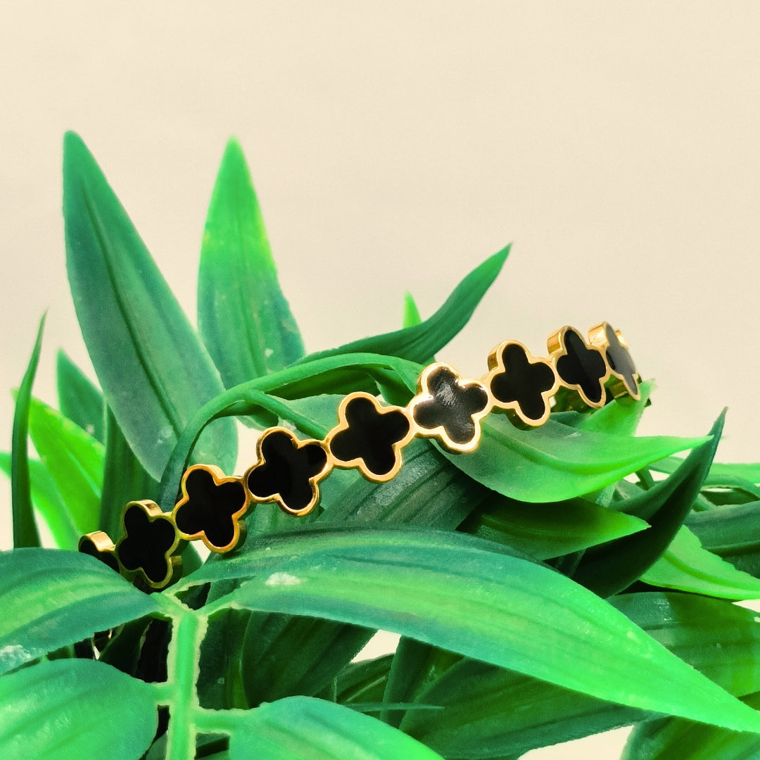 Virsah Gold Cuff Bracelet with Black Stylish Design – Artificial Jewelry for Women