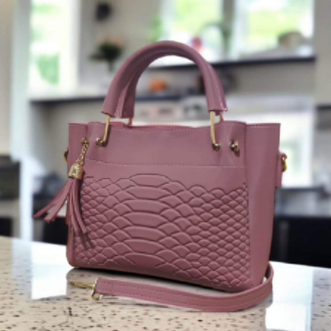 Women’s Luxury Handbag – Embossed Design with Tassel