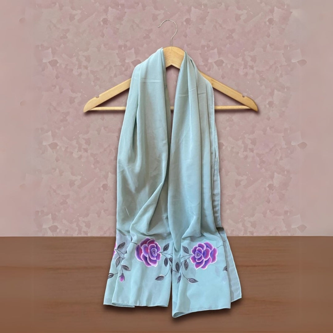Trendy Hand Printed Georgetta Scarf for Young Women