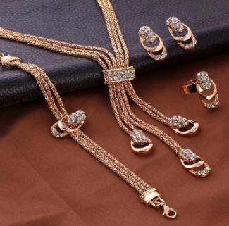 Crystal Necklace Bracelet Ring Earrings