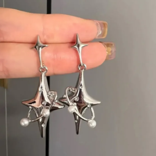 Goth Heart Drop Earrings For Women Girl Vintage