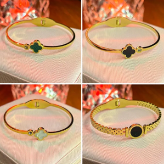 Stainless Steel Branded Clover kara bracelet