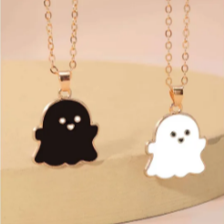 2 pcs Ghost Pendant Necklaces for Women Men
